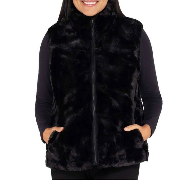 NEW Nicole Miller reversible faux fur/quilted puffer vest - Picture 4 of 7